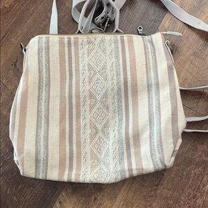 Striped Beige and Gray Shoulder Bag